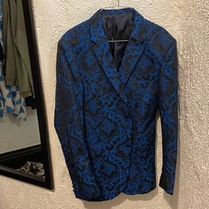 Blue/Black Boys Embroidered Blazer